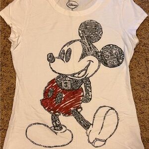 Disney Mickey Mouse Tee - White and Red Glitter